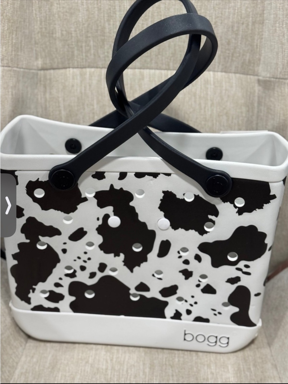 Bogg Black & White Cow Print Tote Bag